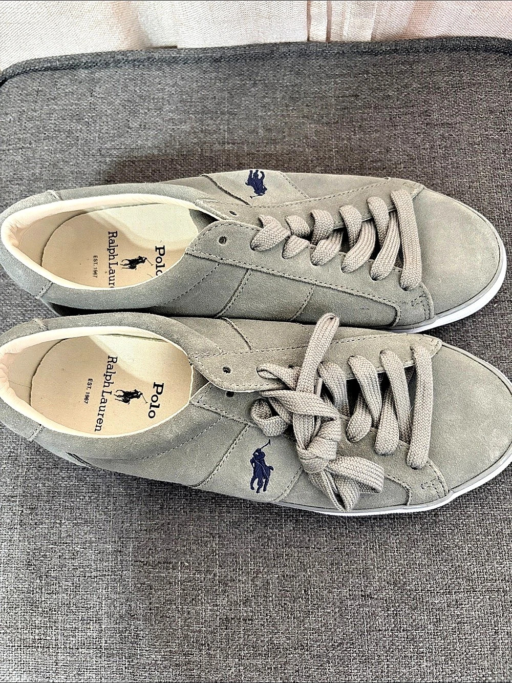 Polo Ralph Lauren Spiring Suede Sneaker Gray & White US 9.5 D